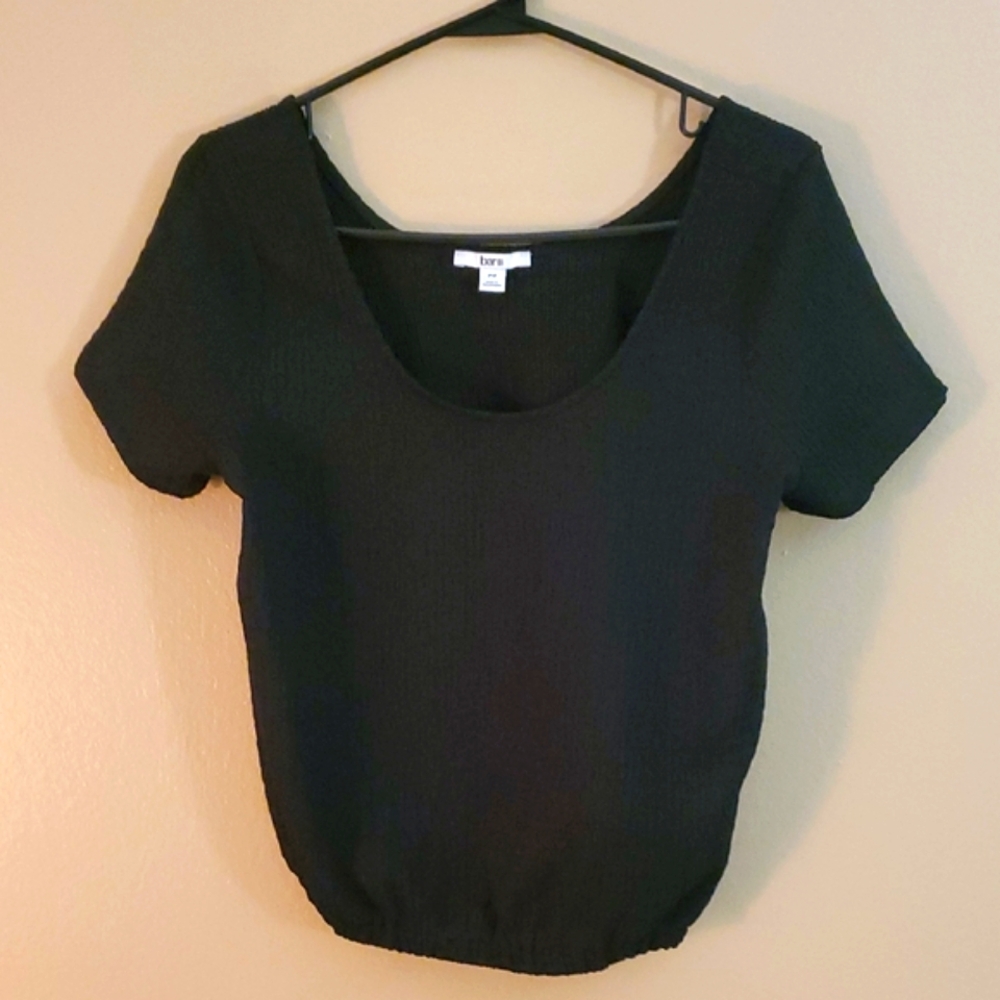 Bar III Black Scoop Neck Shirt Blouse
